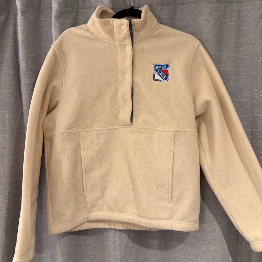 New York Rangers Champion Cream and Gray Fleece Jacket